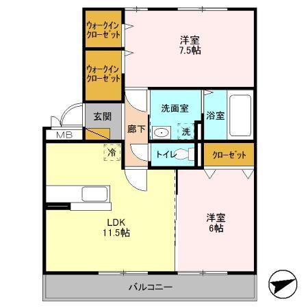 リビングタウンみつわ台(2LDK/1階)の間取り写真