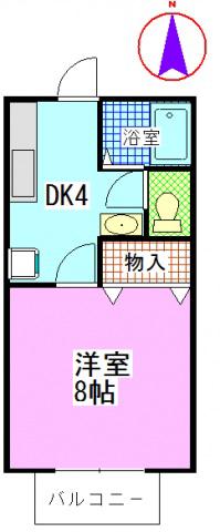 シングルライフ富田(1K/2階)の間取り写真