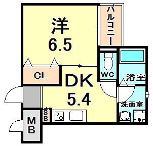 MS COURT西宮北口(1DK/3階)の間取り写真