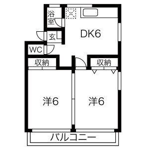 ラッキーハウス(2DK/3階)の間取り写真