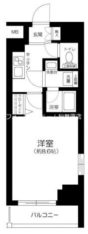 ライズコート住吉(1K/2階)の間取り写真