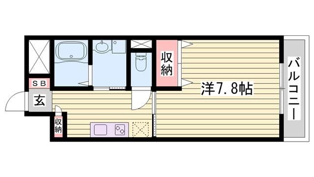 インタービレッジ土山(1K/3階)の間取り写真