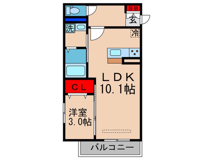 カーサ京町(1LDK/3階)の間取り写真