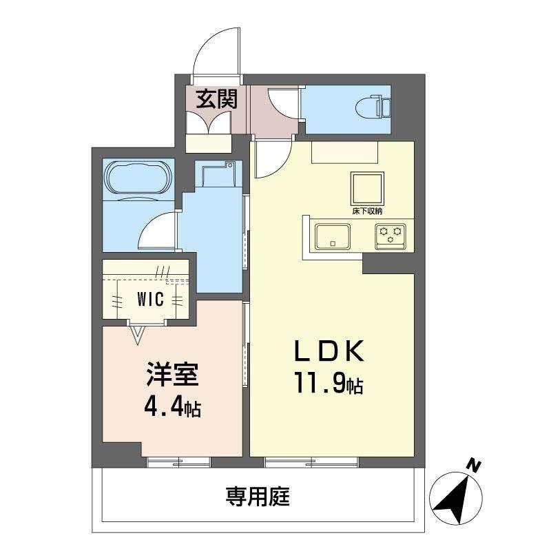 ECRAGE TAKASU(1LDK/1階)の間取り写真