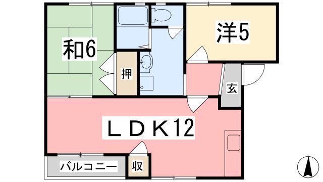 リバーサイドIIA棟(2LDK/1階)の間取り写真