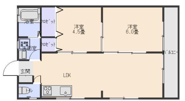 村田ハイツ(2LDK/1階)の間取り写真