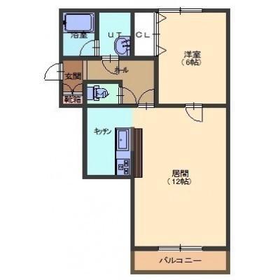 インデュコース(1LDK/1階)の間取り写真
