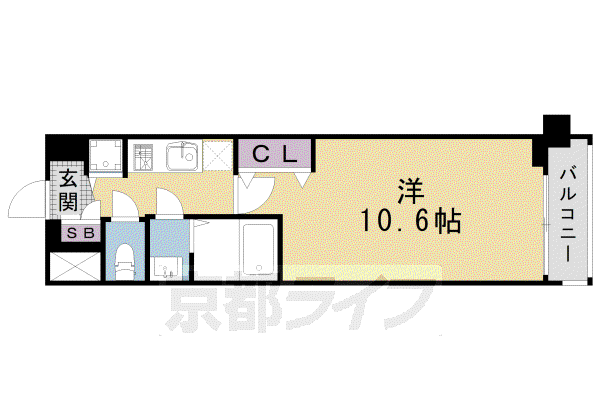 アール京都グレイス(1K/4階)の間取り写真