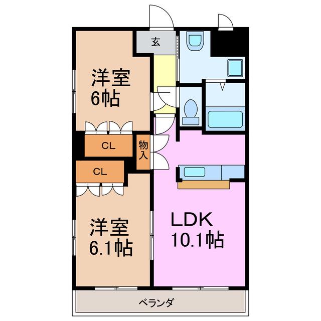 ラ・エレガンス77(2LDK/1階)の間取り写真