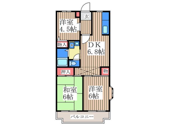 グリーンパーク田園13号(3DK/1階)の間取り写真