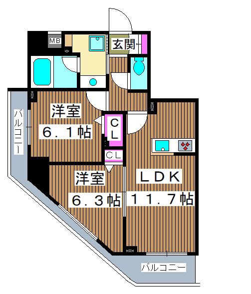 URBANLINKときわ台(2LDK/6階)の間取り写真