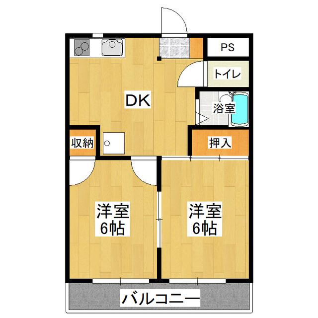 セル ド ショコラ(2DK/1階)の間取り写真