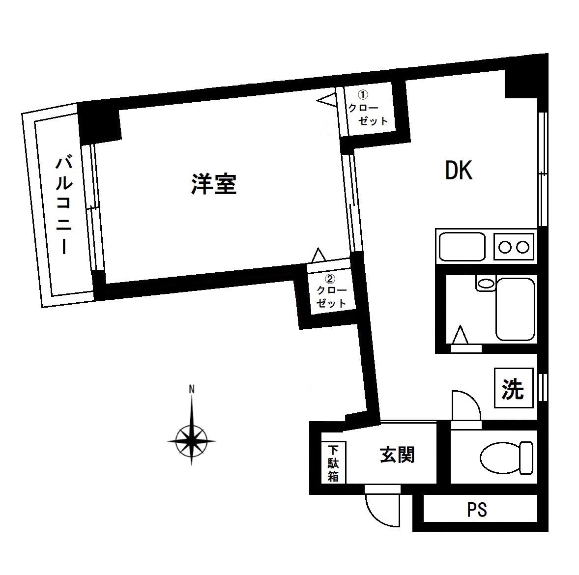栄和ビル(1DK/3階)の間取り写真