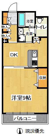 ダイヤ21下条(1DK/2階)の間取り写真