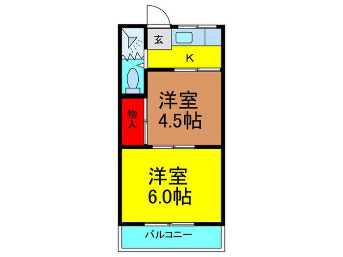 ロイヤルハイツ香里園(2K/3階)の間取り写真