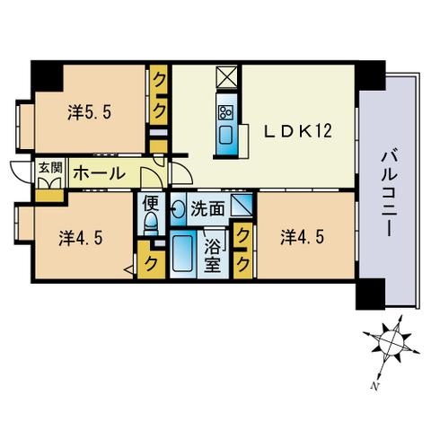 VIVEL大濠(3LDK/3階)の間取り写真
