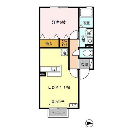 シャルマン東海(1LDK/1階)の間取り写真