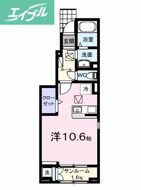 ルフレ II(ワンルーム/1階)の間取り写真