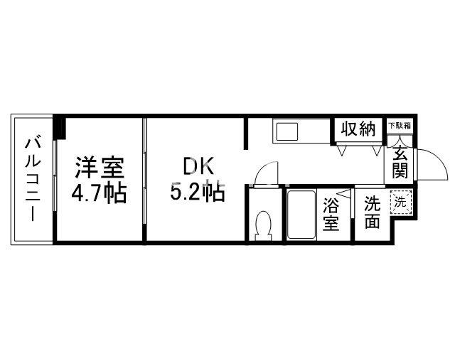 ファステート京都西KIWAMI(1DK/5階)の間取り写真