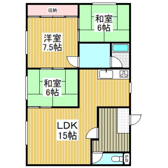 工藤アパート(3LDK/2階)の間取り写真
