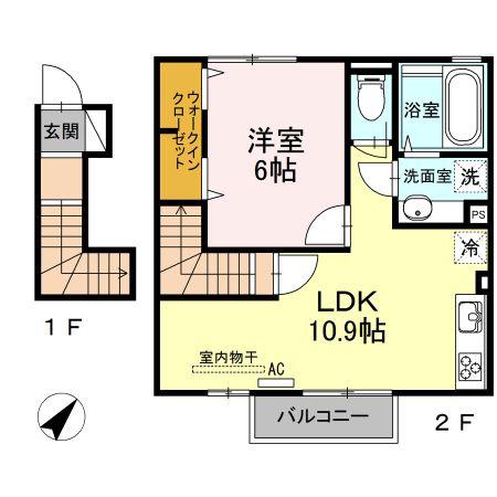 ダイワ天神(1LDK/2階)の間取り写真
