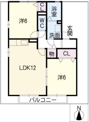ソレアード(2LDK/1階)の間取り写真
