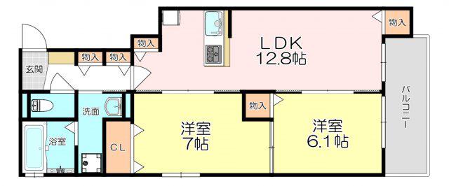 D-ROOM塚口本(2LDK/2階)の間取り写真