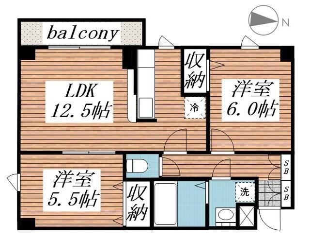 コンドミニオM(2LDK/2階)の間取り写真