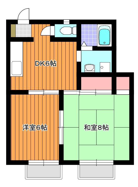 サクラハイツ(2DK/2階)の間取り写真