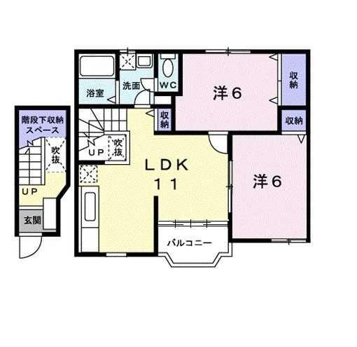 パルテ-ル(2LDK/2階)の間取り写真