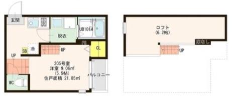 ZEN GARDEN APARTMENT - SAKAE(1K/2階)の間取り写真