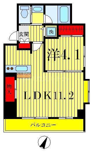 GRANDEUR綾瀬(1LDK/4階)の間取り写真