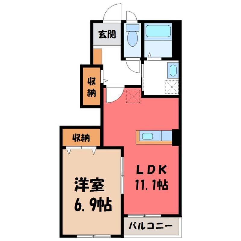 グローリィ・ヒルズ M(1LDK/1階)の間取り写真