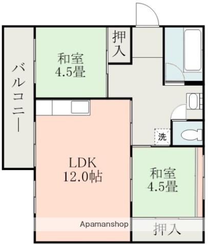 MIN谷山(2LDK/5階)の間取り写真