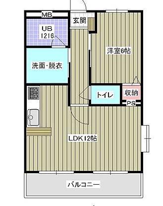 レアールパルA棟(1LDK/4階)の間取り写真