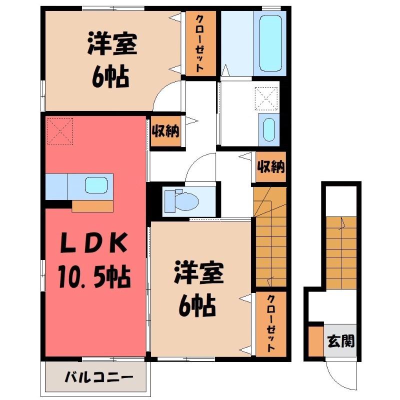 ナカイパレスC(2LDK/2階)の間取り写真