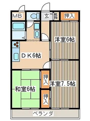 エステート鴨宮(3DK/3階)の間取り写真
