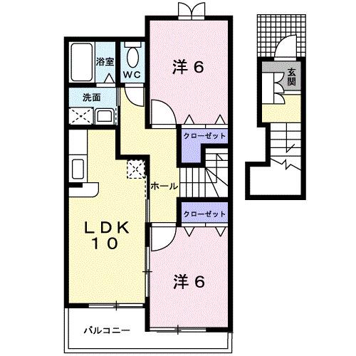 エクセランA(2LDK/2階)の間取り写真