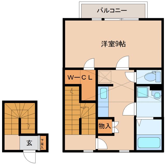 イデアル六丁の目(1K/2階)の間取り写真