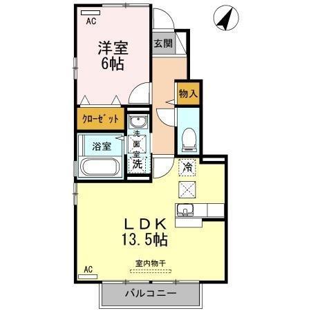 シュプルング黒川 A棟(1LDK/1階)の間取り写真