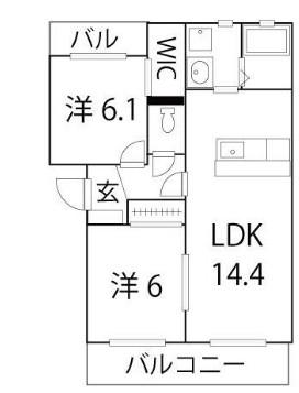 ブエナカーサ初生(2LDK/1階)の間取り写真
