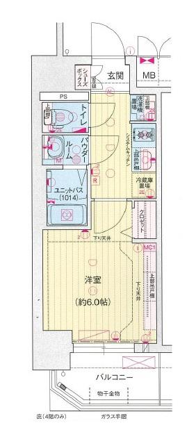 プレリス浅間町フォルテラ(1K/2階)の間取り写真