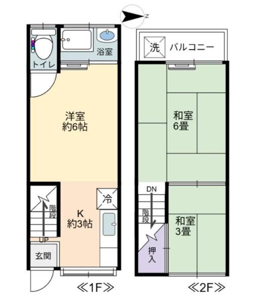 阪急宝塚線 庄内駅(大阪) 徒歩14分 2階建 築63年(3K/1階)の間取り写真