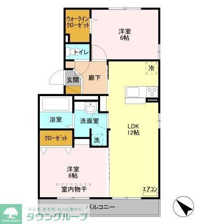 セピアコートB館(2LDK/2階)の間取り写真