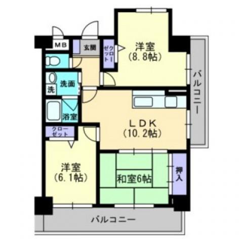 BELLA VISTA(3LDK/2階)の間取り写真