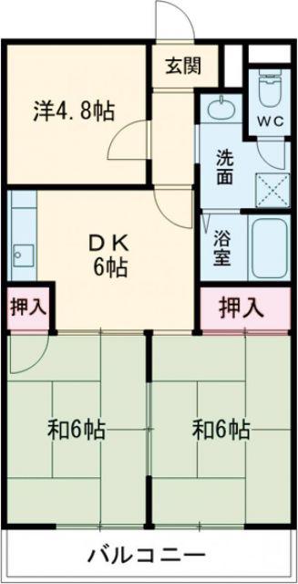 サキュレント樹 B(3DK/2階)の間取り写真