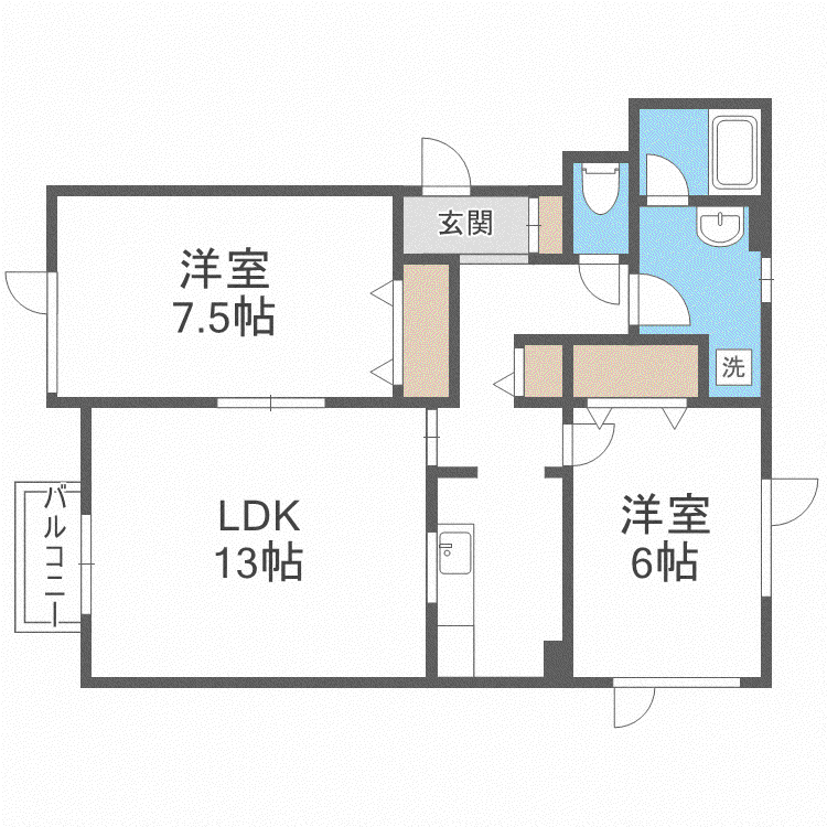 ローズマンション(2LDK/1階)の間取り写真