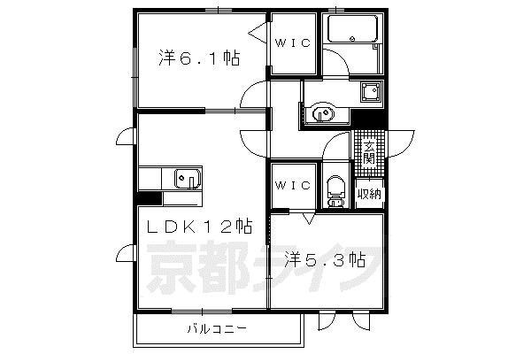 WATARIハイツ(2LDK/2階)の間取り写真