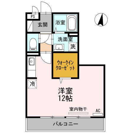 シャルルI棟(ワンルーム/3階)の間取り写真