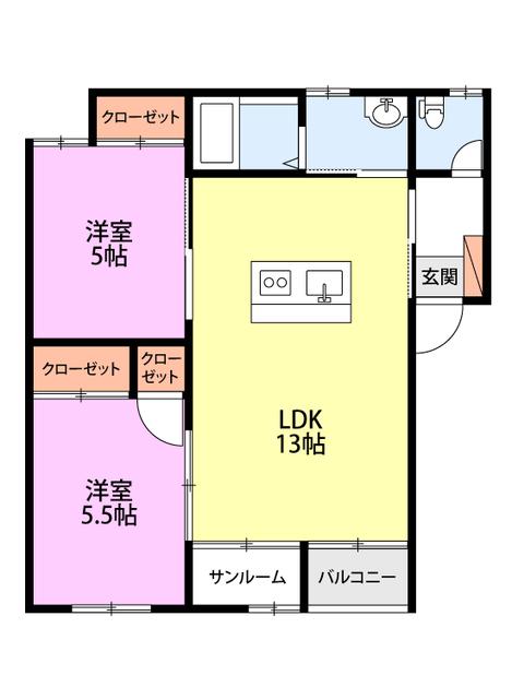 ライフアーク(2LDK/1階)の間取り写真